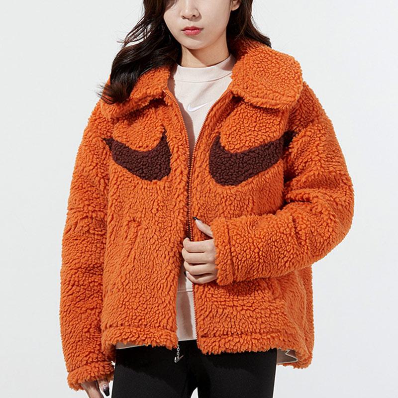 Nike Fluwelen Jassen Dames Oranje Rood Revers Matig DD5621-816