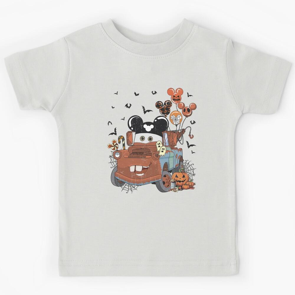 Retro Spooky Horror Red Car Happy Halloween Gift Pumpkin Kids T-Shirt 130