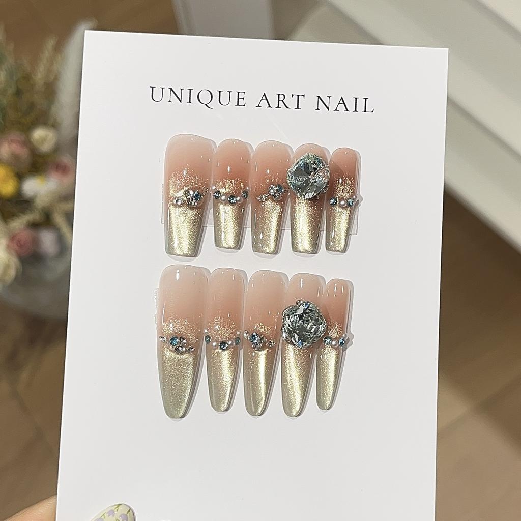 Ice Green Steam Bubble Drink Exquisite Flash Gradient Dark Night Green Cat Eye Quality K9 Diamond Light Luxury Wear Armor