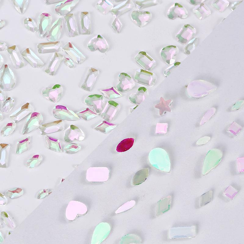 Aurora Pink Bag Green Nail Art Diamond Jewelry Aurora Diamond Symphony Flat Bottom Special-Shaped Diamond Diy Jewelry Accessories