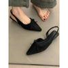 French Evening Breeze Gentle Folds Pointed Toe Bag Head Sandals Women's Spring and Summer Outer Wear Empty Flat Heel