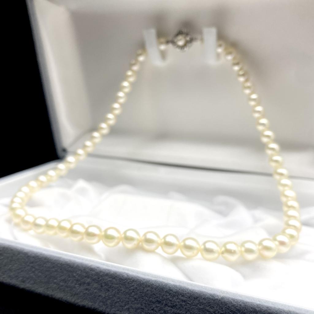 Akoya Pearl Necklace Natural Jewelry Pink Beige Approx. 41cm 6.5mm–7.0mm 27.0g Silver Clasp w/Box