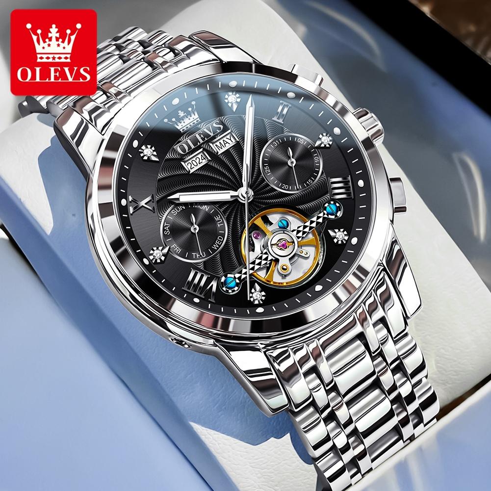 OLEVS Brand Watch Multi Functional Men's Fully Automatic Mechanical Watch Waterproof Steel Strap 7088