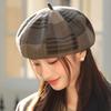 New Autumn and Winter Plaid Beret Women's Fashion Painter Hat Retro British Bud Hat