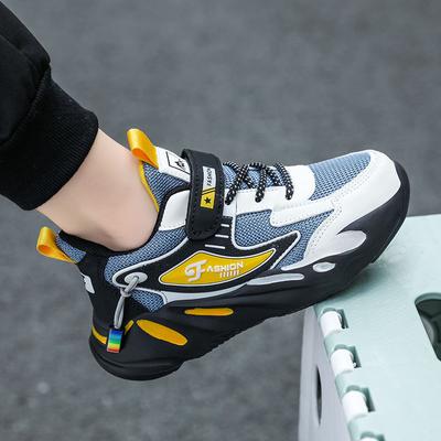Verschleißfeste und rutschfeste Sportoberfläche Mittelgroße und große Lederoberfläche Frühling und Herbst Jungen Netzwerk Freizeitschuhe Laufen Schule Sport
