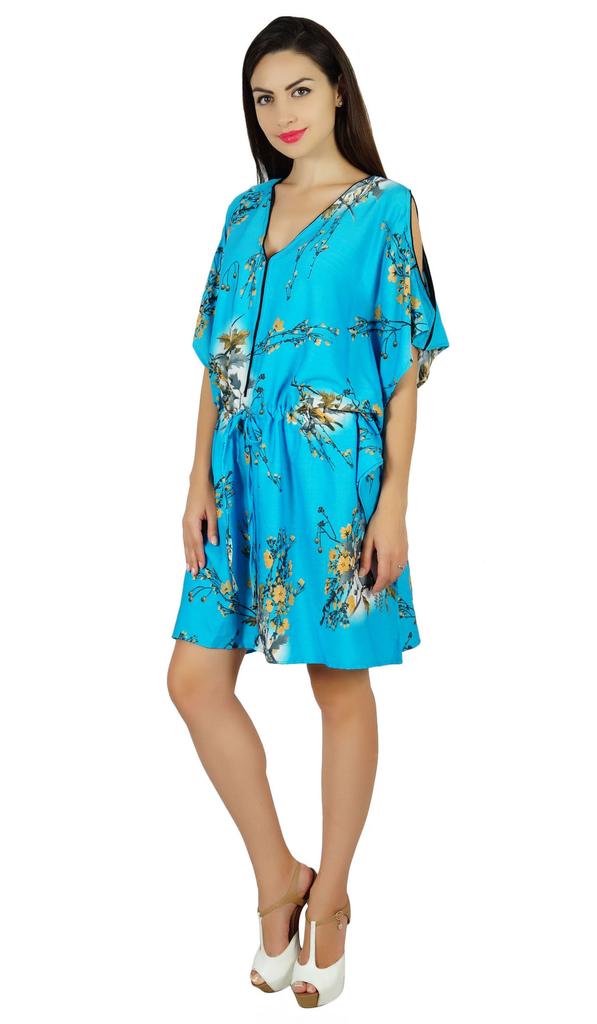 Bimba Women Short Shoulder Kaftan Casual Caftan Drawstring Waist Beach