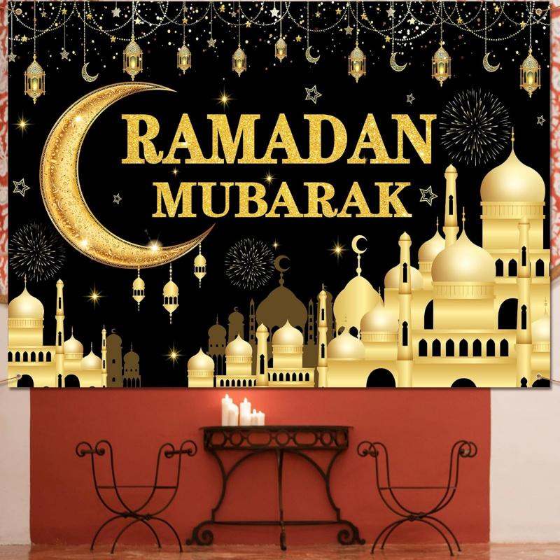 Ramadan Mubarak Banner Tapestry Mosque Design Wall Hanging Indoor And Outdoor Decoration Islamic Photo Background Decor