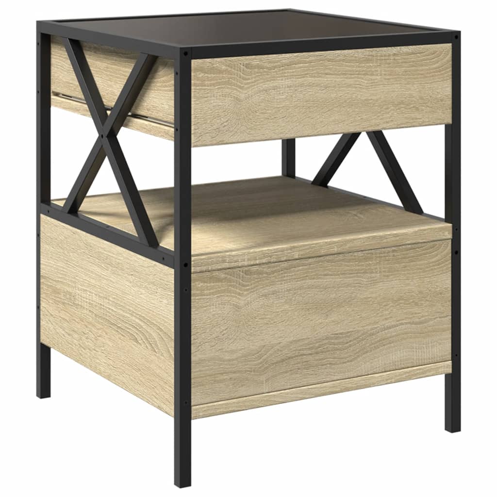 Nightstand with Infinity LED Sonoma Oak Finish 40x40x51 cm
