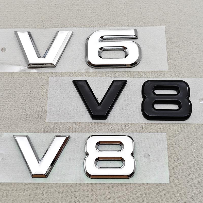 3D ABS Red Chrome Black V8 V6 Car Rear Trunk Sticker Emblem Badge Decals For TOYOTA Auto Accessories