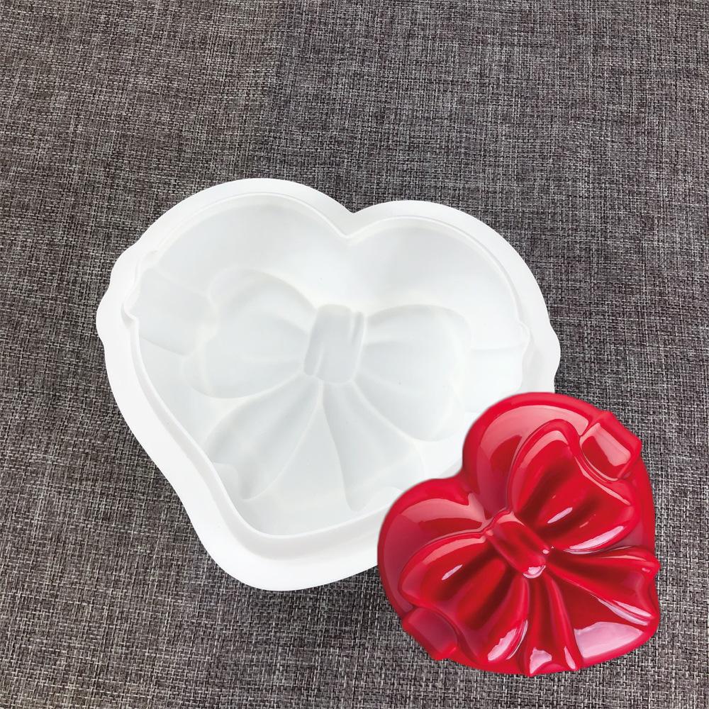 Peach Heart Valentine's Day Love Mousse Cake Mold Single Bow Love Silicone Mold