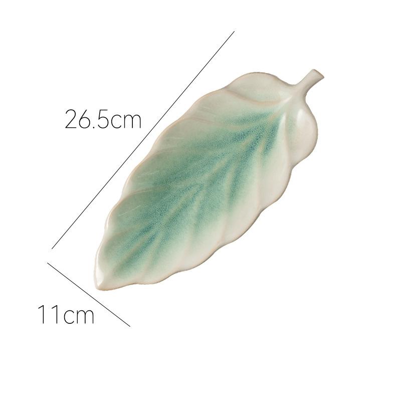Ceramic Japanese leaf plate Home cooking Dim sum Snack plate Dining room Small crowd characteristic Yaobian dumpling plate