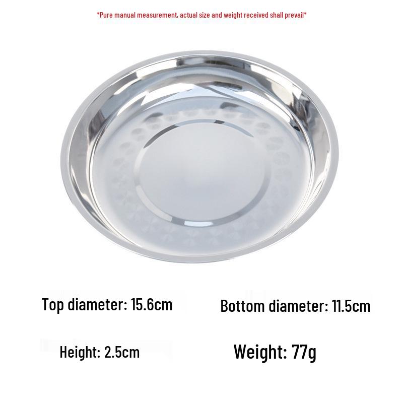 Food-Grade Stainless Steel Multi-Purpose Plate: Ideal for Soup, Dinner, Fruit, Steaming, and Household Use.
