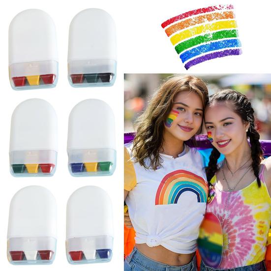 Face Body Paint Brush Compact Design Portable High Pigment Painting Palette Non-Fading Rainbow Crayon Party Supplies