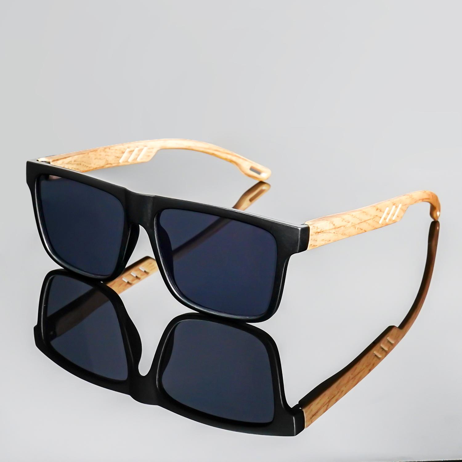 Ultraleichte Mode-Sonnenbrille für Herren und Damen - Retro-Walnussholz-Stil, Langlebiger PC-Rahmen, Ideal für und Freizeitkleidung blue