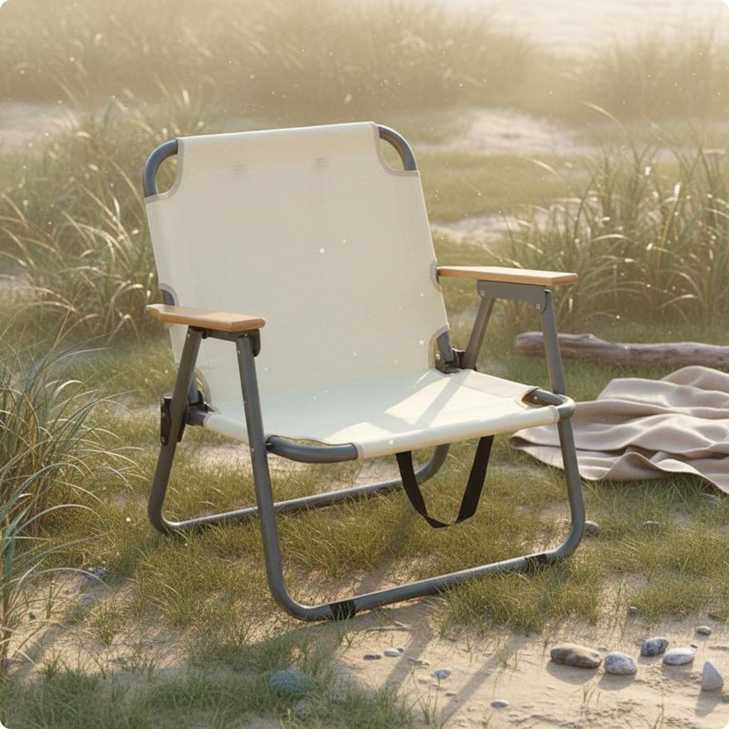 Portable Double Camping Chair Comfortable Wide Seat Folding Camp Chair With Wooden Armrests Lightweight Outdoor Armchair