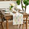 Artoid Mode Green Pink Bunny Rabbit Easter Table Runner, Spring Kitchen Dining Table Decoration for Home Party Decor 13x90 Inch