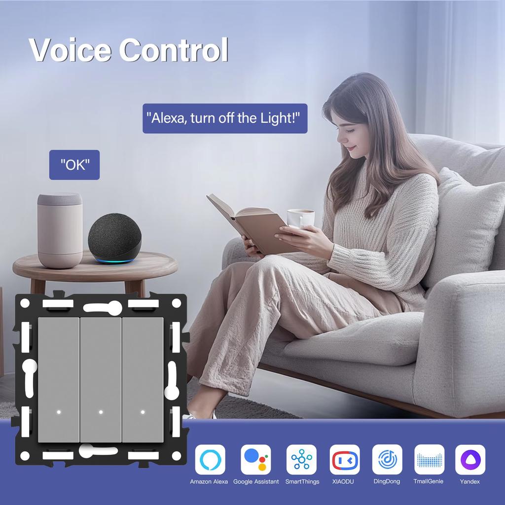 BSEED Zigbee Smart Light Switches Wall Shuter Dimmer Button Switches EU/FR USB Type-c Sockets DIY Modules Only Plastic Frames