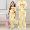 Kids Casual Short Sleeve Top and Long Pants Set Printed Design Comfortable Fit Suitable for Daily Wear and Outdoor Activities