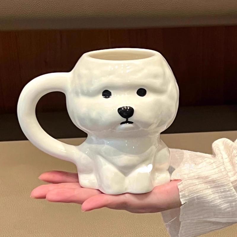 Bichon Welpen Keramiktasse Niedlich Kreativ Lustig Haushalts-Trinkbecher Büro-Kaffeebecher Paar-Tasse