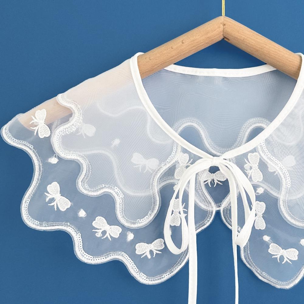 White Women's Lace Collar Bow Fake Collar Cloak Fake False Collars New Collar Insignia