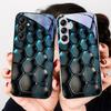 Blue Gradient Grid For Samsung Galaxy A01 02 03 Core A04 A14 4G A13 54 34 31 20 25 23 22 5G S21 Ultra S20 Glass Phone Case