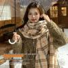 MUMARU Women's Thickened Warm Plaid Scarf