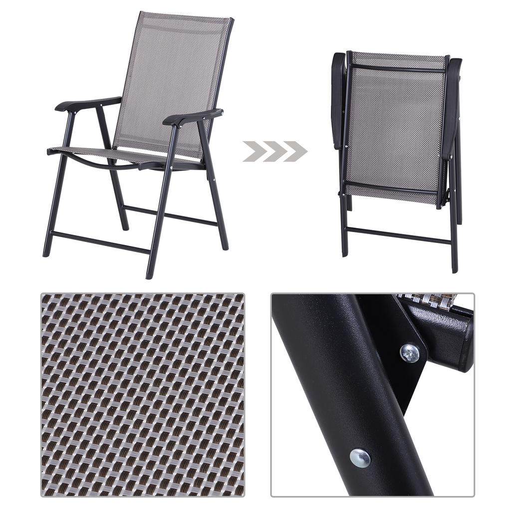 Set of Two Folding Garden Chairs - Grey