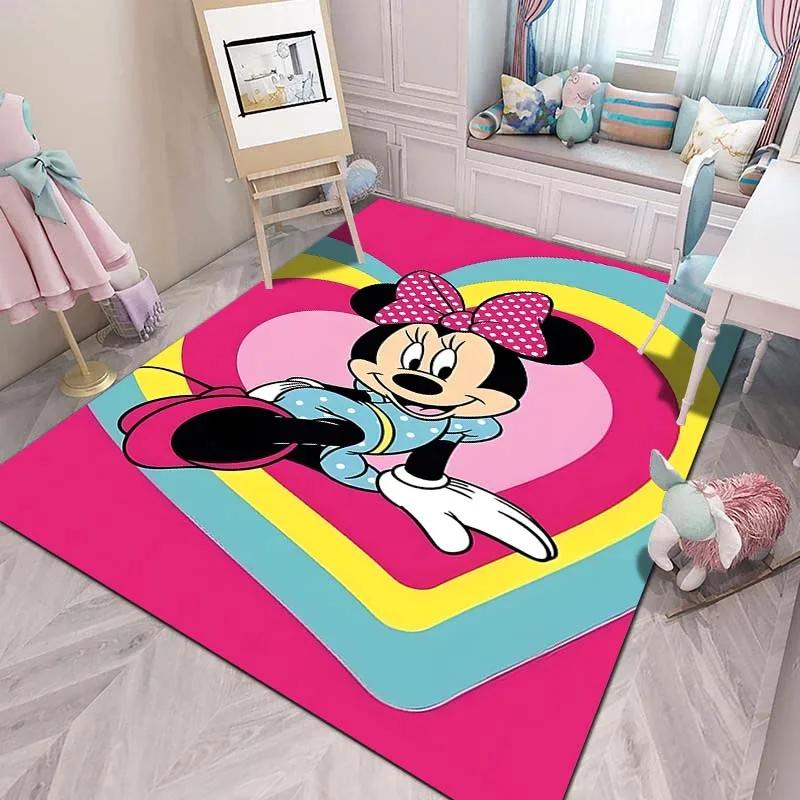 Cute Cartoon Carpet Minnie Mouse Printed Rug for Home Living Room Bedroom Kids Room Decor Non-slip Floor Mat Next Day Shipping