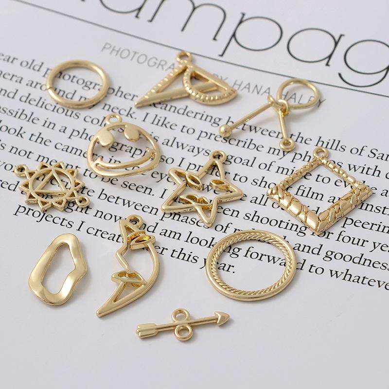 Diy Handmade Jewelry Alloy Material Alloy Star Moon Pendant Ruler Smiley Face Pendant Earrings Accessories