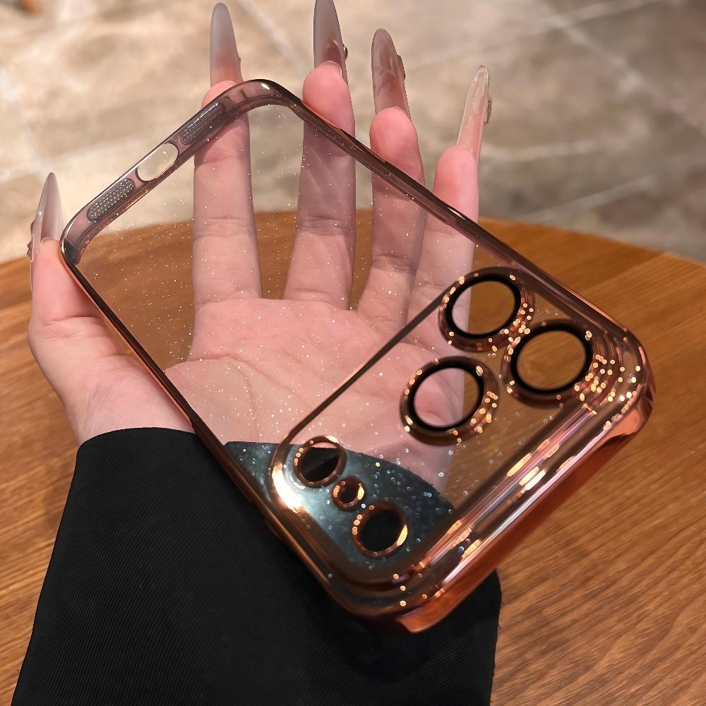 Transparent Glitter Phone Case For For Iphone 17 16 1 14 13 Pro Max 17Pro Air Pating Bumper Lens Protection Clear Back Cover
