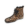 Fashion NEW Autumn/Winter Women Boots Square Toe Chunky Heel Shoes Horsehair Shoes Women Zip Ankle Boots Bow-knot Leopard Modern Boots