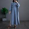 Spring Autumn Vintage Women Denim Dresses Vestidos Robe Elbise Loose Plus Size Fashion Long Sleeve Long Dress