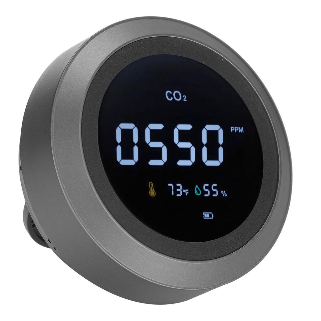 Air Quality Monitor Portable Intelligent WiFi CO2 Detector Temperature Humidity Tester Black