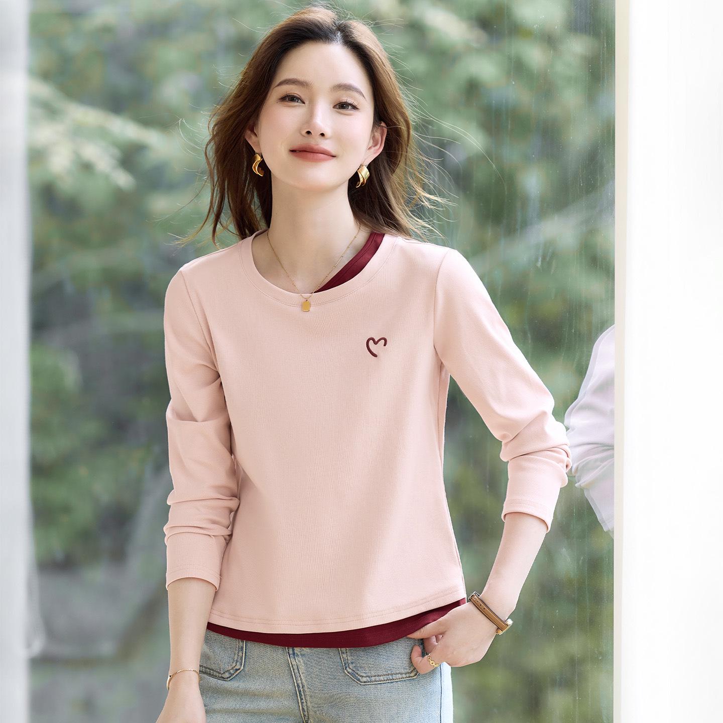 

2026 Slimming Round Neck Long Sleeve Women s T-shirt - Stylish Base Layer for Spring & Autumn 3XL