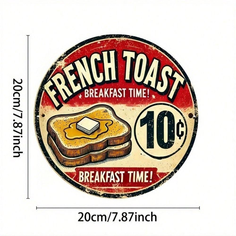 Vintage Metal Wall Sign 8x8 Inch Retro French Toast Tin Art Kitchen Cafe Decor Rustic Aluminum Plaque Waterproof