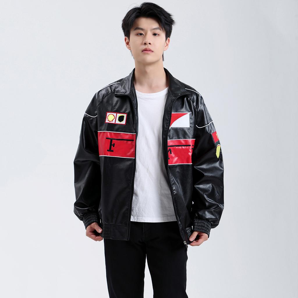 F1 racing suit leather jacket embroidered racing jacket men's baseball couple jacket motorcycle cycling suit windproof jacket