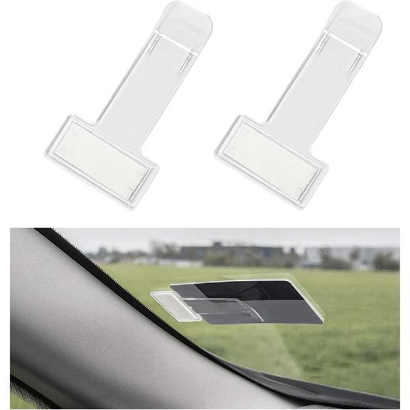 Yourkar 2 PCS Car Windshield Parking Ticket Holder, Transparent Parking Ticket Holder Clip with Adhesive Tape, Plastic Auto Windshield Invoice Clip,