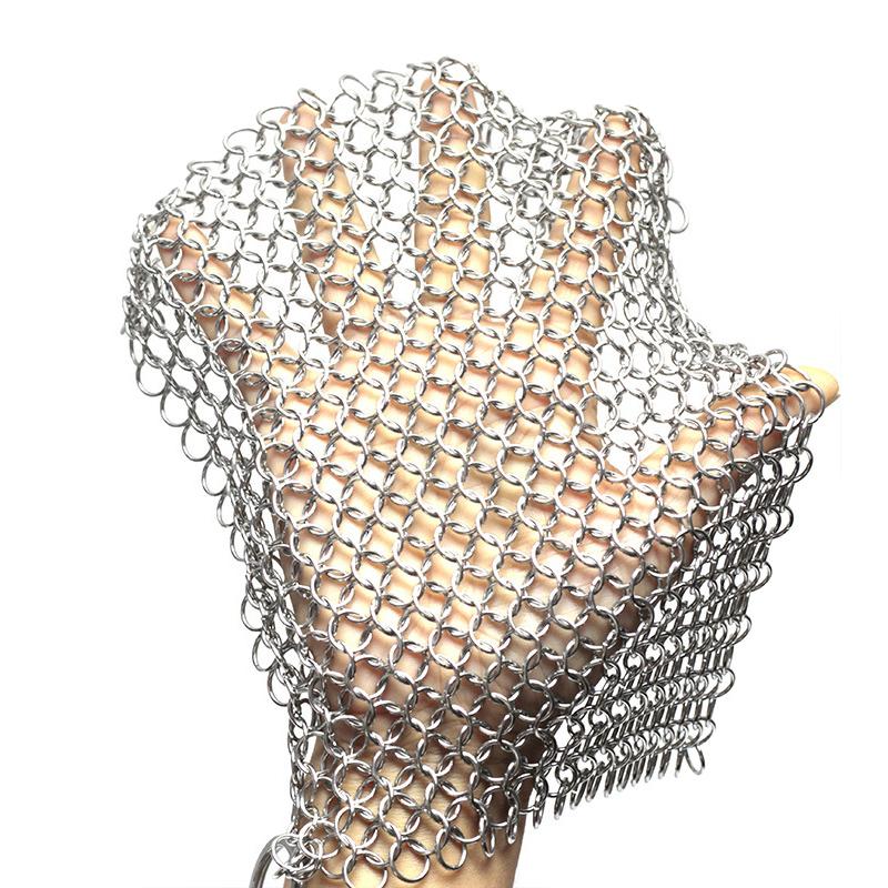 Stainless Steel Cast Iron Cleaner Scrubber Brush Reusable Pot Net Steel Ball For All Types Skillet Griddles Cast Iron Pans Grill