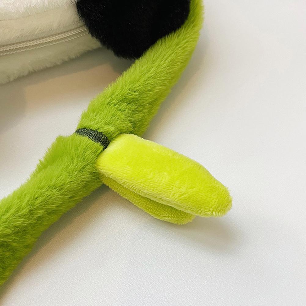 Cute Panda Shaped Plush Handbag Women Animal Crossbody Bags Bamboo Shaped Strap Hobo Shoulder Bag Travel Shopping Underarm Pouch