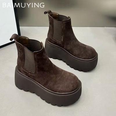 Winter Women Snow Ankle Boots Suede Mid Heels Shoes Designer Platform Boots 2025 Trend New Brand Walking Goth Botas De Mujer