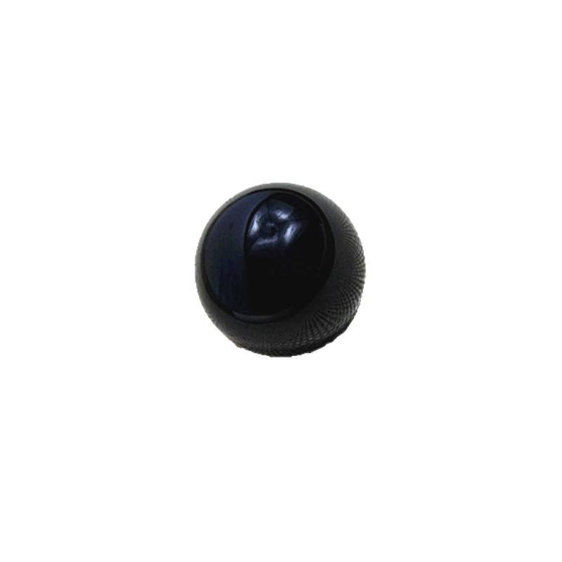 Black Stone Round Glass Ball Sculpture with Inlaid Eyes - No-Hole Design for Display and Decoration