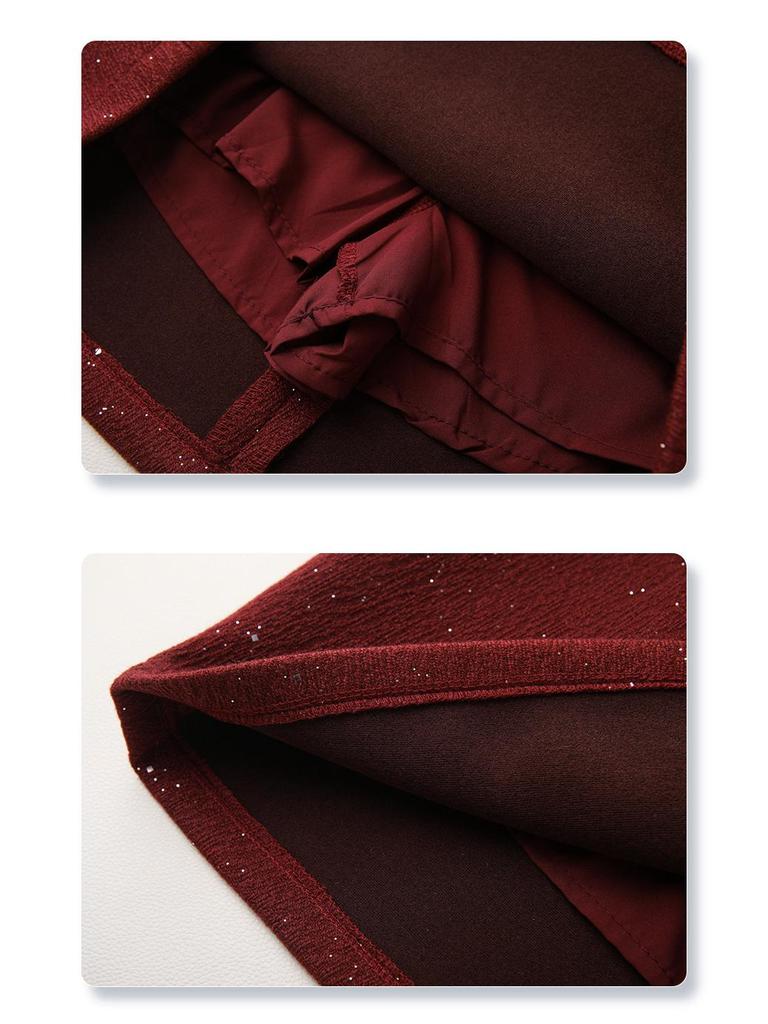 Red Wool Midi Skirt: Women's High Waist Slimming A-line for Autumn/Winter 2024