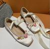 Fashion 2025 NEW Classic Silk Ballet Shoes Ribbon Lace Up Ballet Shoes Women Square Toe Rose Flower Elegant Valentine Flats Pink Apricot