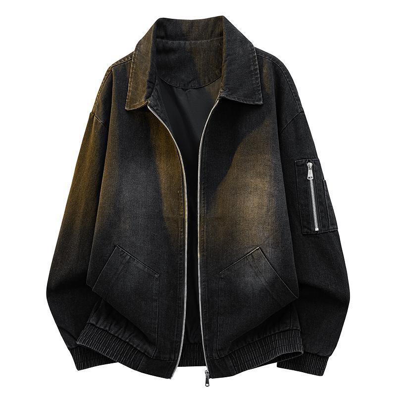 Повседневная Спортивная Куртка Мужская Джинсовая Куртка Мужская Американский Ретро Свободный Денимовый Топ Мужская Джинсовая Куртка M