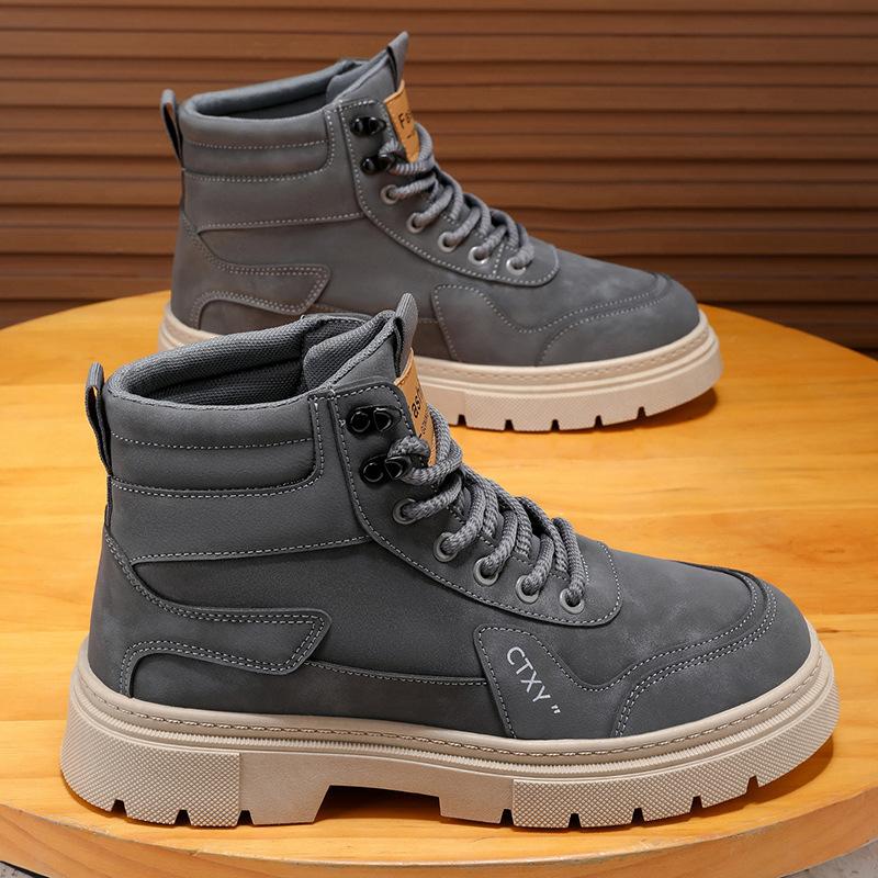 Fashion 2025 Autumn Men High Top Boots Outdoor Leather Ankle Boots Comfortable Casual Moccasin Male Work Boots Classic Handmade Shoes