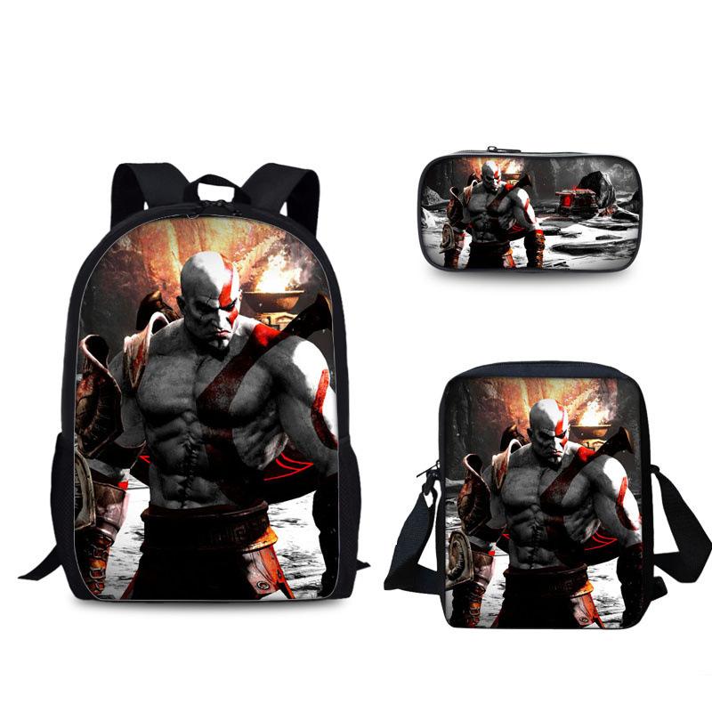 

God Of War Game Merchandise Backpack Primary School Bag Large Capacity Cartoon Backpack Set pen bag