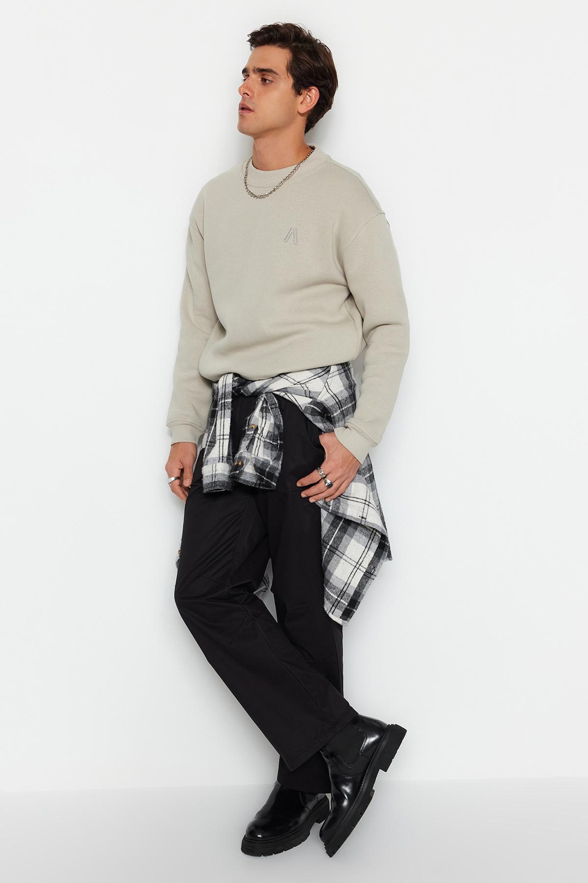 

Stone, мужская непринужденная/удобная толстая толстовка с полуводолазкой и вышитыми буквами из хлопка...