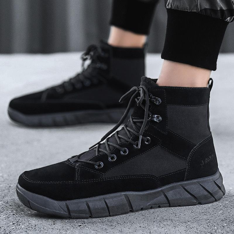 Outdoor tooling cold Martin boots fleece thickened comfortable non-slip men's shoes high-top mountaineering shock absorption off-road men's cotton