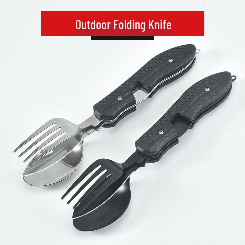 Detachable Stainless Steel Camping Knife, Fork, and Spoon Combination Cutlery Set for Outdoor Use.