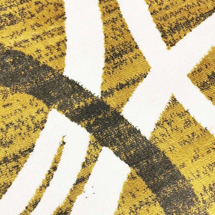 Tapis effet laineux motifs arches jaune et gris 160x230